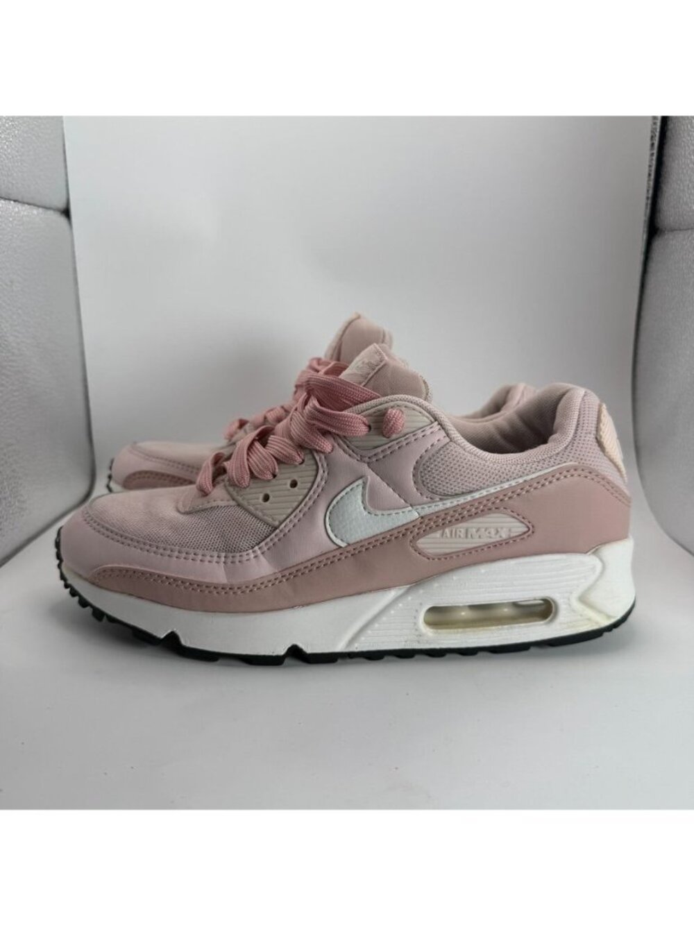 Nike Air Max 90 Pink & White Womens Sneakers Size 8 Mesh & Leather Athletic